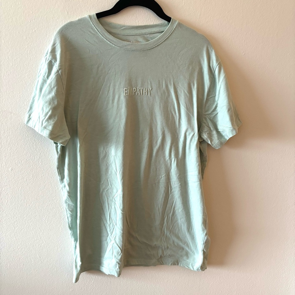 EMPATHY Teal Aqua Tee T-Shirt San Francisco WorkShirts Embroidered L